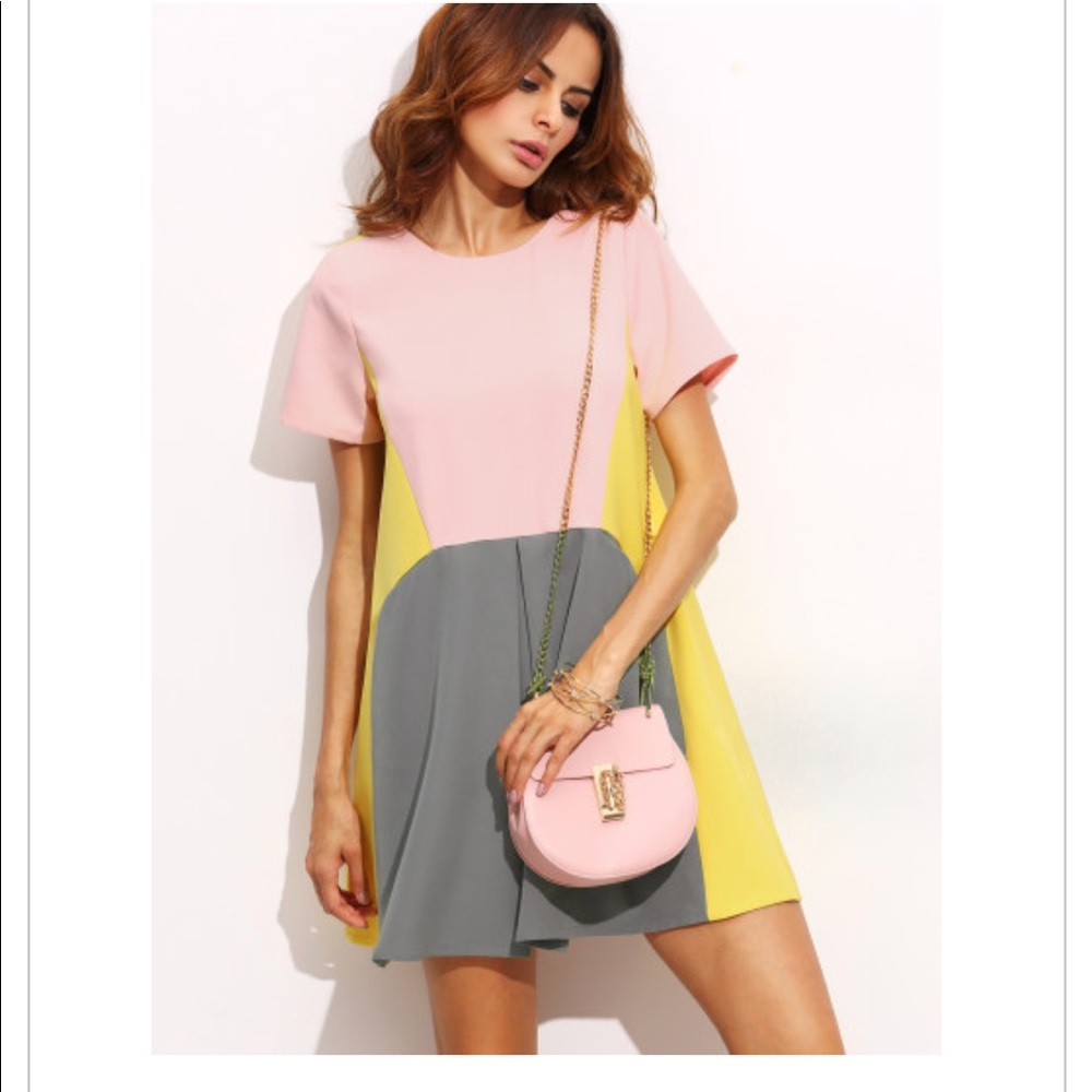 Pastel Color Block Shift Dress